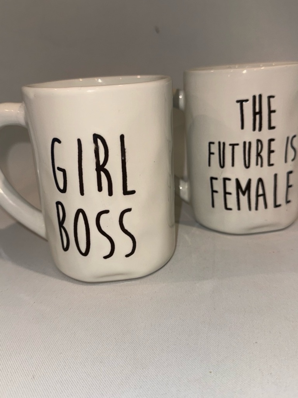 Set of 2 Rae Dunn Style Coffee Mugs – "GIRL BOSS" & "THE FUTURE IS FEMALE"